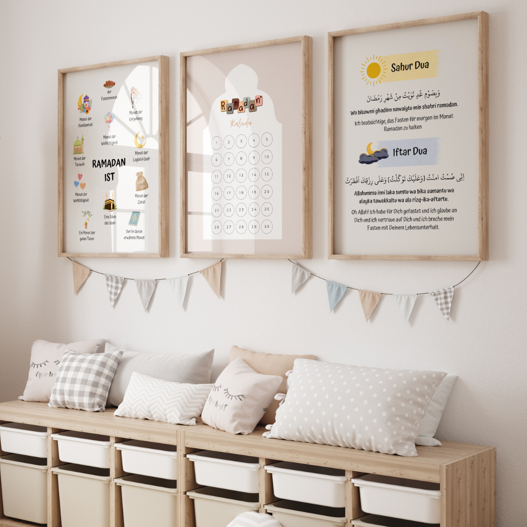 Ramadan-Poster: Glaube, Geduld, Gebet