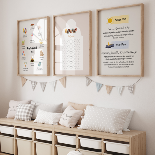 Ramadan-Poster: Glaube, Geduld, Gebet